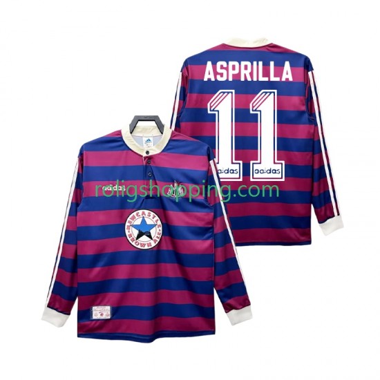 Fotbollströja Newcastle United ASPRILLA 11 1995 1997 Retro Män Bortaställ Lång ärm