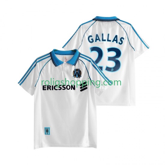 Fotbollströja Olympique de Marseille Gallas 23 1998 Retro Män Hemmaställ 1999 Kort ärm