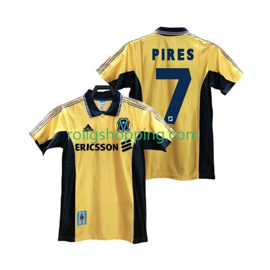Fotbollströja Olympique de Marseille PIRES 7 1998 Retro Män Tredjeställ 1999 Kort ärm