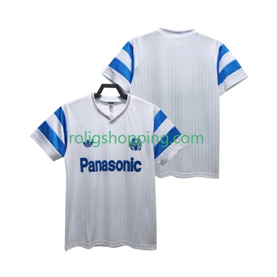 Fotbollströja Olympique de Marseille 1990 Retro Män Hemmaställ Kort ärm