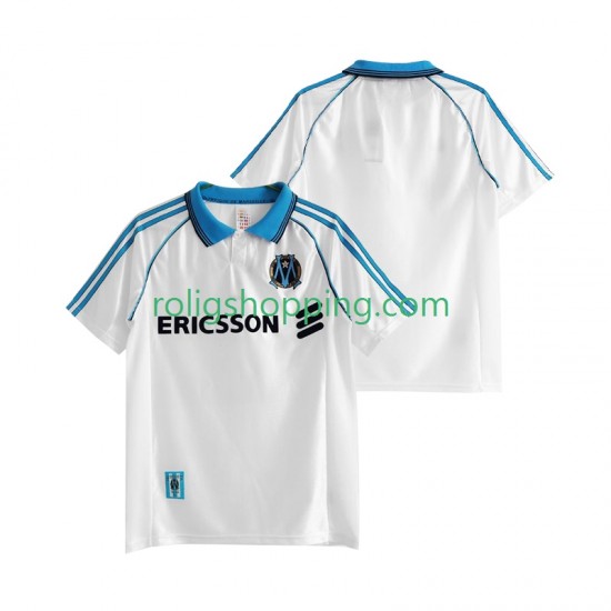 Fotbollströja Olympique de Marseille 1998 Retro Män Hemmaställ 1999 Kort ärm