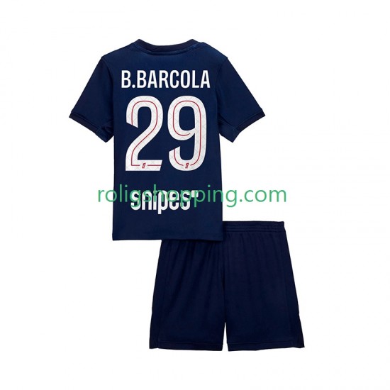 Fotbollströja Paris Saint-Germain Bradley Barcola 29 Barn Hemmaställ 2025-2026 Kort ärm