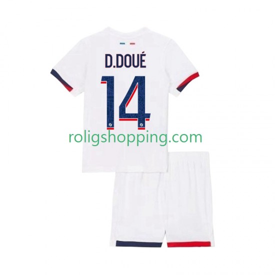 Fotbollströja Paris Saint-Germain Desire Doue 14 Barn Bortaställ 2025-2026 Kort ärm