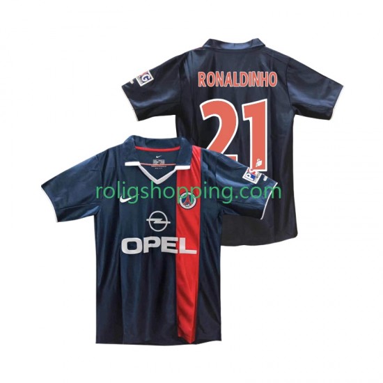 Fotbollströja Paris Saint-Germain RONALDINHO 21 2001 2002 Retro Män Hemmaställ Kort ärm