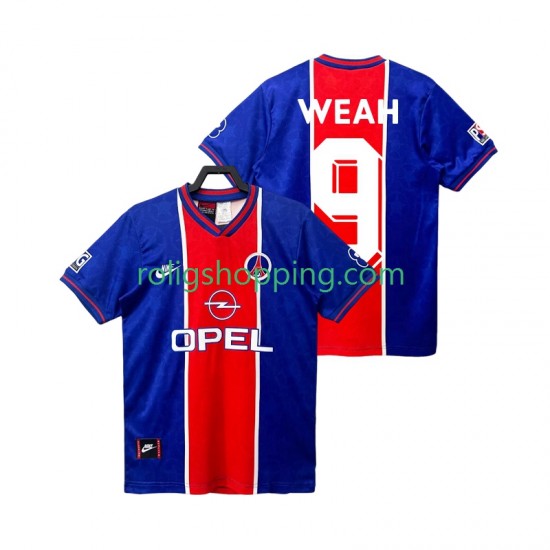 Fotbollströja Paris Saint-Germain WEAH 9 1995 1996 Retro Män Hemmaställ Kort ärm