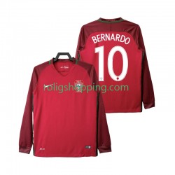 Fotbollströja Portugal BERNARDO 10 2016 Retro Män Hemmaställ Lång ärm