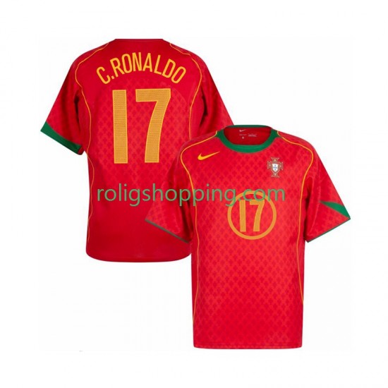 Fotbollströja Portugal Cristiano Ronaldo 17 Retro Män Hemmaställ 2004 Kort ärm