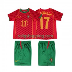 Fotbollströja Portugal Cristiano Ronaldo 17 Retro Barn Hemmaställ 2004 Kort ärm