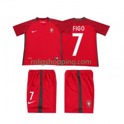 Fotbollströja Portugal FIGO 7 2016 Retro Barn Hemmaställ Kort ärm