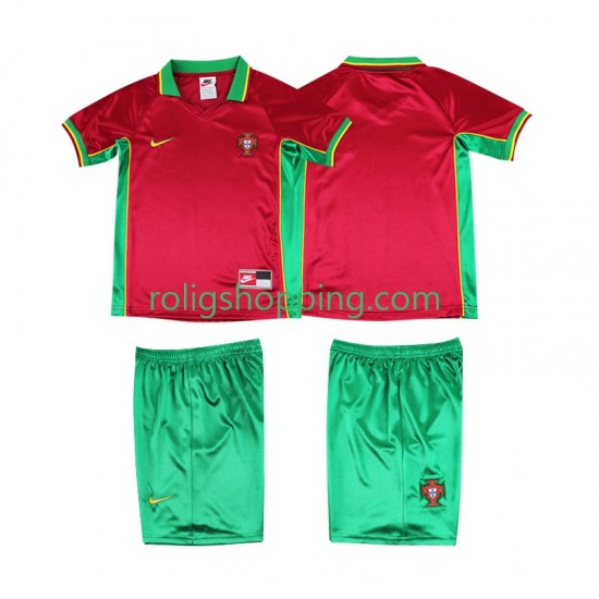 Fotbollströja Portugal 1998 Retro Barn Hemmaställ Kort ärm