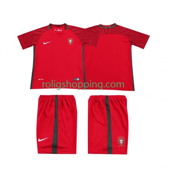 Fotbollströja Portugal 2016 Retro Barn Hemmaställ Kort ärm