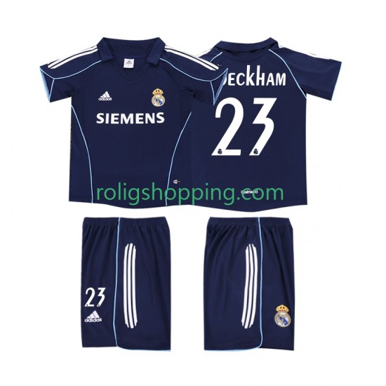 Fotbollströja Real Madrid BECKHAM 23 2005 Retro Barn Bortaställ 2006 Kort ärm