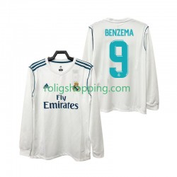 Fotbollströja Real Madrid BENZEMA 9 2017 2018 Retro Män Hemmaställ Lång ärm