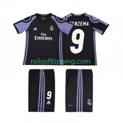 Fotbollströja Real Madrid BENZEMA 9 2016 2017 Retro Barn Tredjeställ Kort ärm