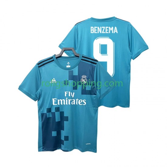Fotbollströja Real Madrid BENZEMA 9 2017 2018 Retro Män Tredjeställ Kort ärm