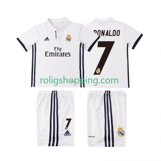 Fotbollströja Real Madrid Cristiano Ronaldo 7 2016 2017 Retro Barn Hemmaställ Kort ärm