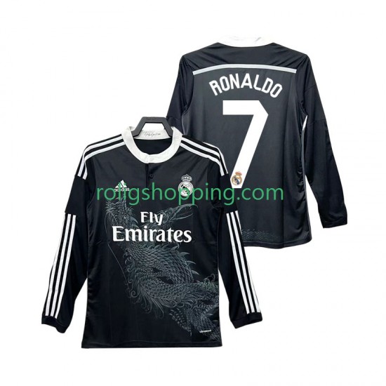 Fotbollströja Real Madrid Cristiano Ronaldo 7 2014 2015 Retro Män Tredjeställ Lång ärm