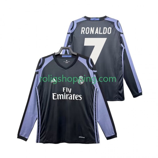 Fotbollströja Real Madrid Cristiano Ronaldo 7 2016 2017 Retro Män Tredjeställ Lång ärm