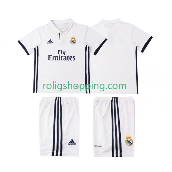 Fotbollströja Real Madrid 2016 2017 Retro Barn Hemmaställ Kort ärm