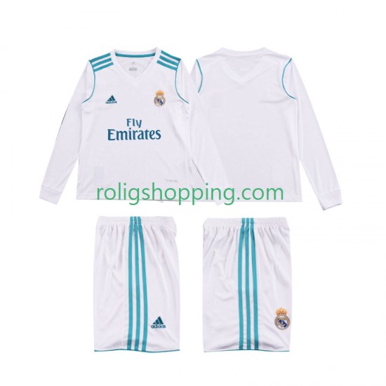 Fotbollströja Real Madrid 2017 2018 Retro Barn Hemmaställ Lång ärm