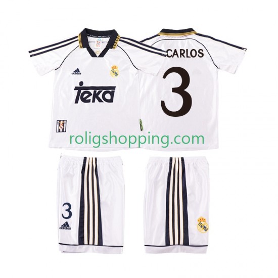 Fotbollströja Real Madrid R CARLOS 3 1998 2000 Retro Barn Hemmaställ Kort ärm