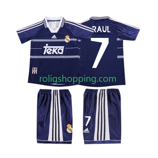 Fotbollströja Real Madrid RAUL 7 1998 Retro Barn Bortaställ 1999 Kort ärm