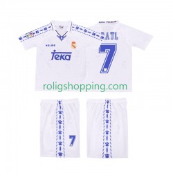 Fotbollströja Real Madrid RAUL 7 1996 1997 Retro Barn Hemmaställ Kort ärm