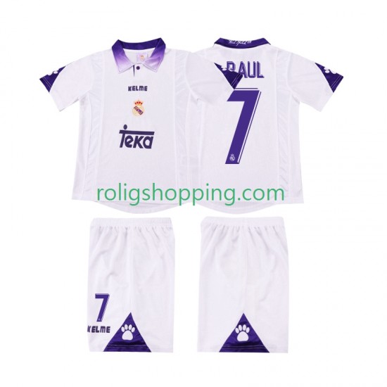 Fotbollströja Real Madrid RAUL 7 1997 1998 Retro Barn Hemmaställ Kort ärm