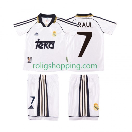 Fotbollströja Real Madrid RAUL 7 1998 2000 Retro Barn Hemmaställ Kort ärm