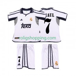 Fotbollströja Real Madrid RAUL 7 2001 2002 Retro Barn Hemmaställ Kort ärm