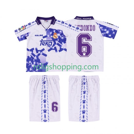 Fotbollströja Real Madrid REDONDO 6 1996 1997 Retro Barn Tredjeställ Kort ärm
