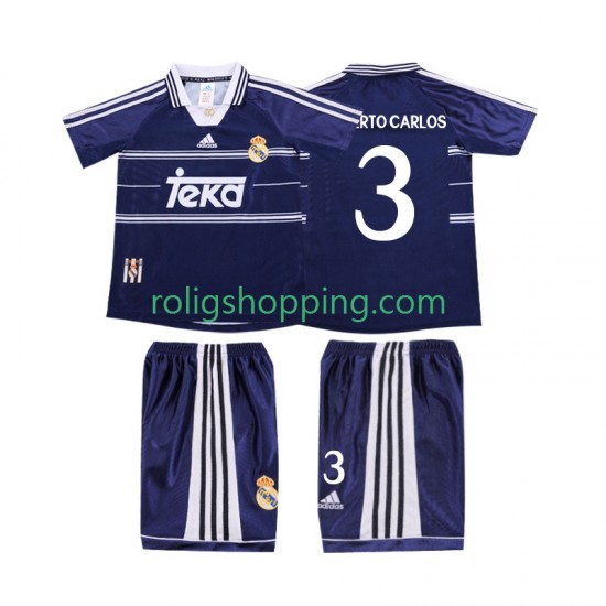Fotbollströja Real Madrid ROBERTO CARLOS 3 1998 Retro Barn Bortaställ 1999 Kort ärm