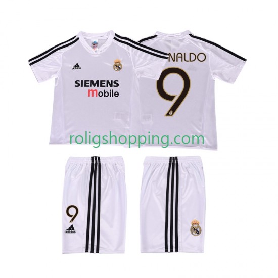 Fotbollströja Real Madrid RONALDO 9 20025 Retro Barn Hemmaställ 2004 Kort ärm