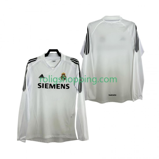 Fotbollströja Real Madrid 2005 Retro Män Hemmaställ 2006 Lång ärm