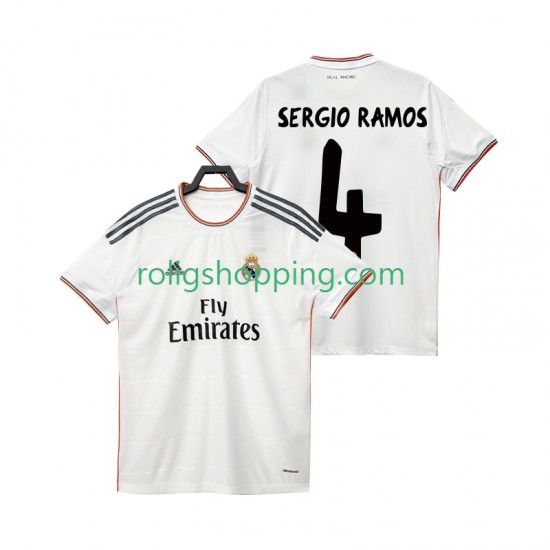 Fotbollströja Real Madrid SERGIO RAMOS 4 2013 2014 Retro Män Hemmaställ Kort ärm