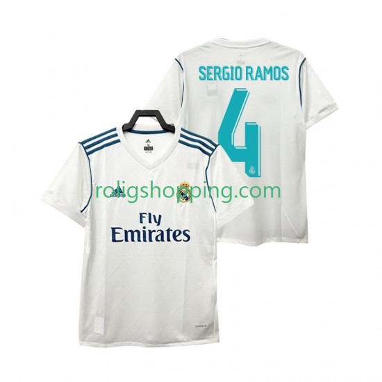 Fotbollströja Real Madrid SERGIO RAMOS 4 2017 2018 Retro Män Hemmaställ Kort ärm