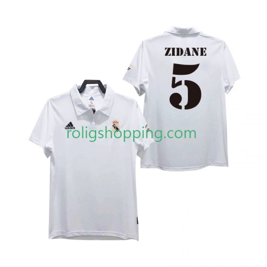 Fotbollströja Real Madrid ZIDANE 5 2002 2003 Retro Män Hemmaställ Kort ärm