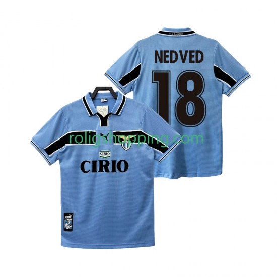 Fotbollströja SS Lazio NEDVED 18 1998 Retro Män Hemmaställ 1999 Kort ärm