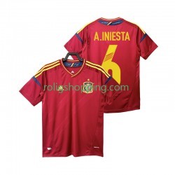 Fotbollströja Spanien Andres Iniesta 6 2012 Retro Män Hemmaställ Kort ärm