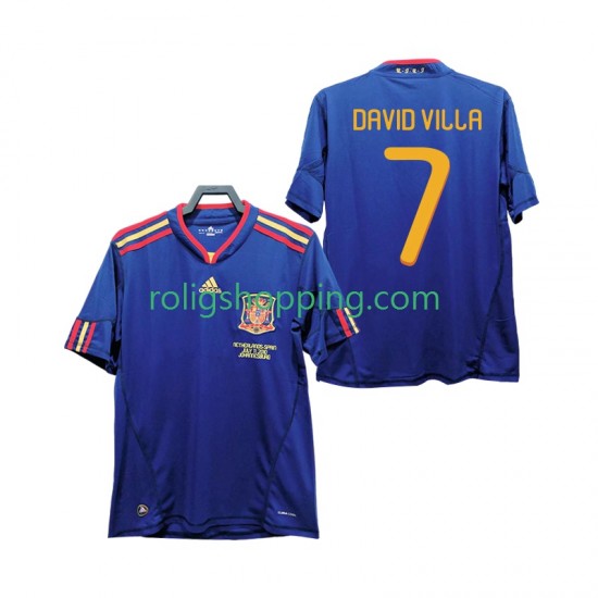 Fotbollströja Spanien DAVID VILLA 7 Retro Män Bortaställ 2010 Kort ärm