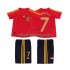 Fotbollströja Spanien DAVID VILLA 7 Retro Barn Hemmaställ 2008 Kort ärm