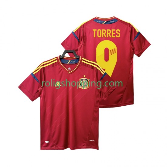 Fotbollströja Spanien TORRES 9 2012 Retro Män Hemmaställ Kort ärm
