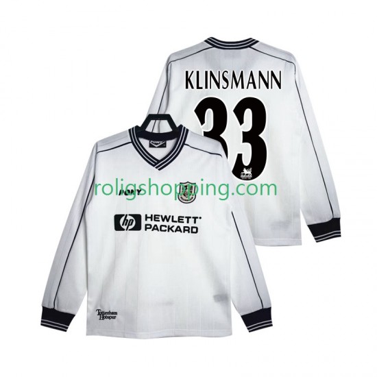 Fotbollströja Tottenham Hotspur KLINSMANN 33 1997 Retro Män Hemmaställ 1999 Lång ärm