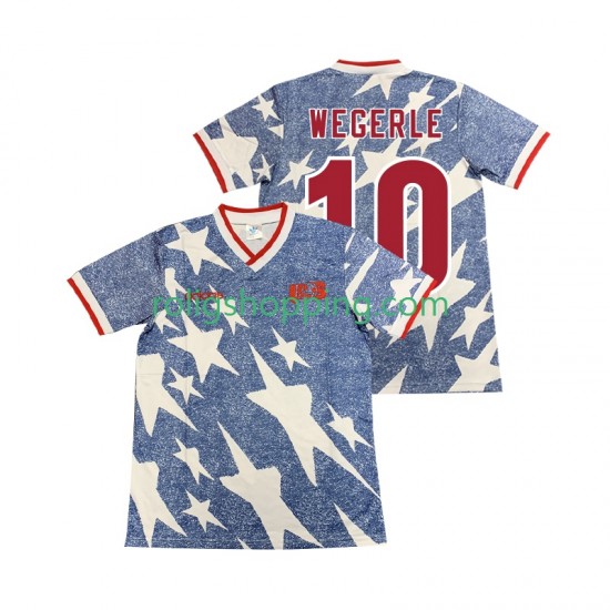 Fotbollströja USA WEGERLE 10 Retro Män Bortaställ 1994 Kort ärm