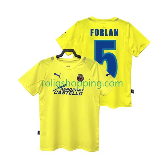 Fotbollströja Villarreal CF FORLAN 5 2005 Retro Män Hemmaställ 2006 Kort ärm
