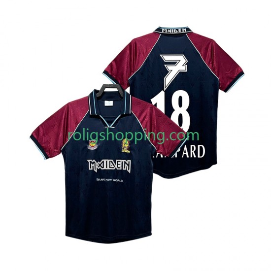 Fotbollströja West Ham United LAMPARD 18 Iron Maiden Retro Män Hemmaställ 1999 Kort ärm