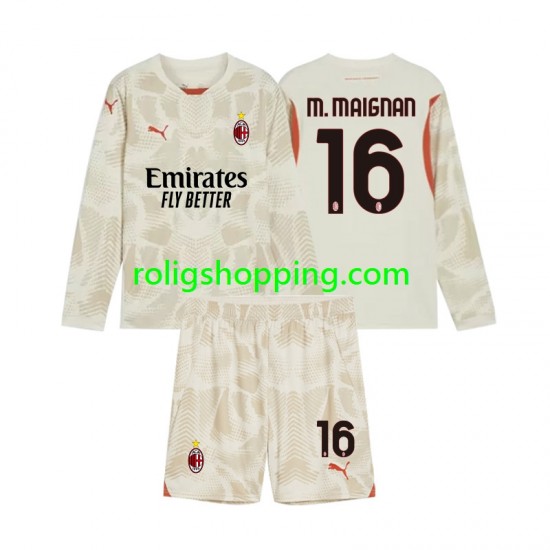 Fotbollströja AC Milan Mike Maignan 16 Målvakt Barn Tredjeställ 2024-2025 Lång ärm