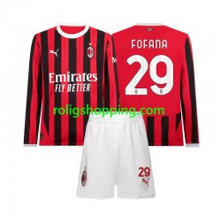 Fotbollströja AC Milan Youssouf Fofana 29 Barn Hemmaställ 2024-2025 Lång ärm