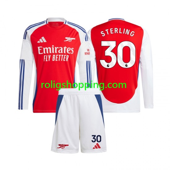 Fotbollströja Arsenal Raheem Sterling 30 Barn Hemmaställ 2024-2025 Lång ärm