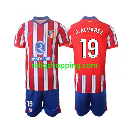Fotbollströja Atlético Madrid J.Alvarez 19 Barn Hemmaställ 2024-2025 Kort ärm